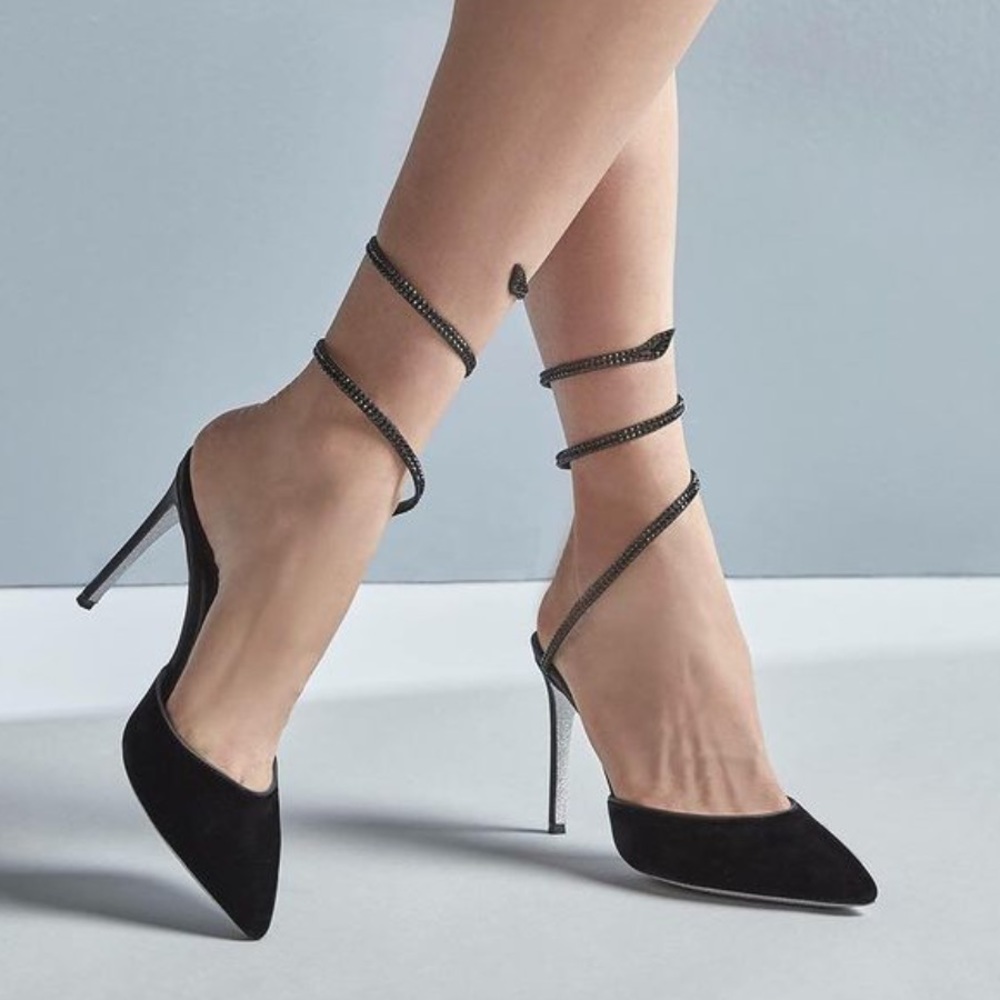 Rene Caovilla velvet cleo pump